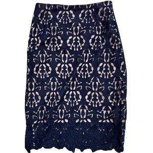 Banana republic side zipped 2 layer pencil skirt in navy blue - size 4